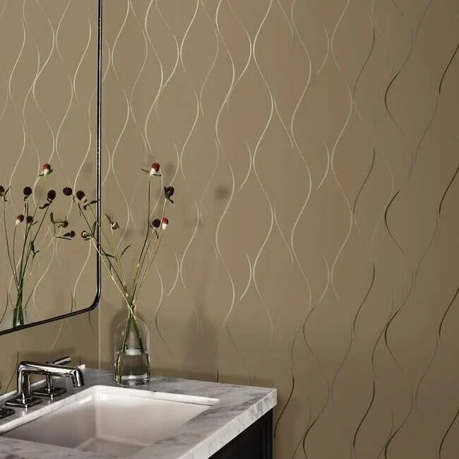 York Designer Series Wavy Stripe Tan Metallic Wallpaper | Wallpaper Twins York Designer Series Wavy Stripe Tan Metallic Wallpaper - SKU Y6201406