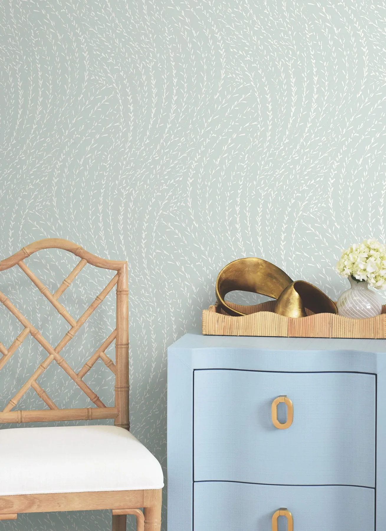 York Designer Series Willow Song Light Blue Botanical Wallpaper | Wallpaper Twins York Designer Series Willow Song Light Blue Botanical Wallpaper - SKU LL3220