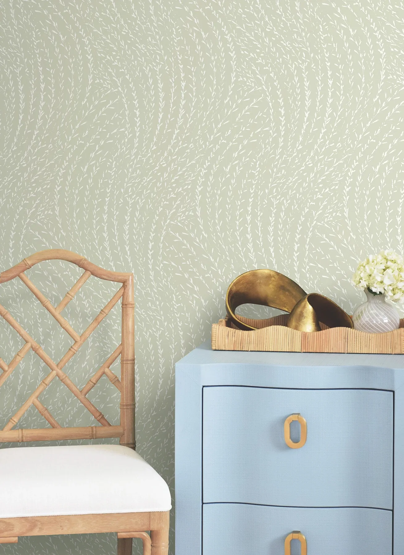 York Designer Series Willow Song Sage Botanical Wallpaper | Wallpaper Twins York Designer Series Willow Song Sage Botanical Wallpaper - SKU LL3221