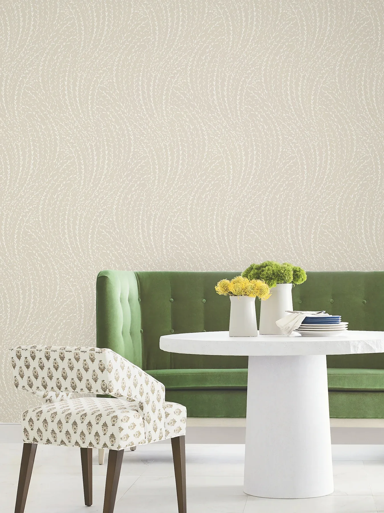 York Designer Series Willow Song Taupe Botanical Wallpaper | Wallpaper Twins York Designer Series Willow Song Taupe Botanical Wallpaper - SKU LL3218