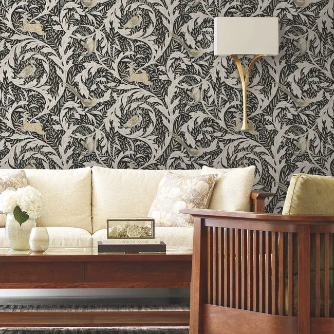 York Designer Series Woodland Tapestry Black Wallpaper - SKU AC9122