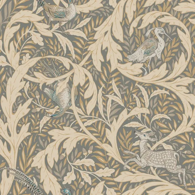 AC9123 | Woodland Tapestry Neutral Metallic Wallpaper