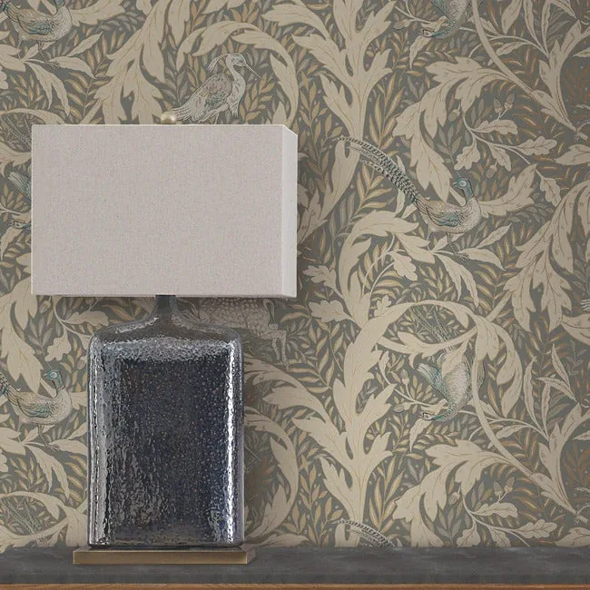 York Designer Series Woodland Tapestry Neutral Metallic Wallpaper - SKU AC9123