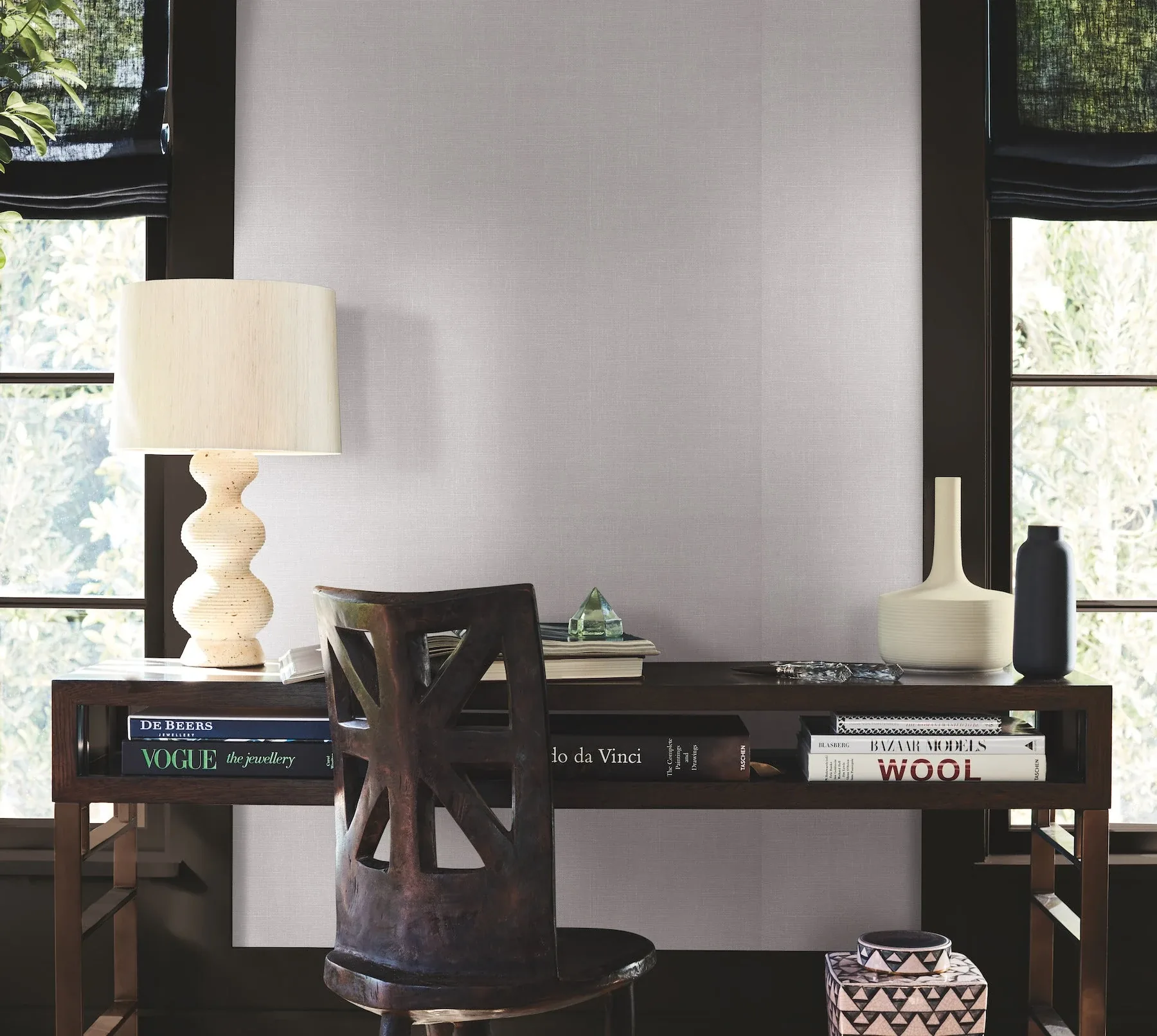 York Designer Series Woven Linen Grey Wallpaper - SKU AB1802