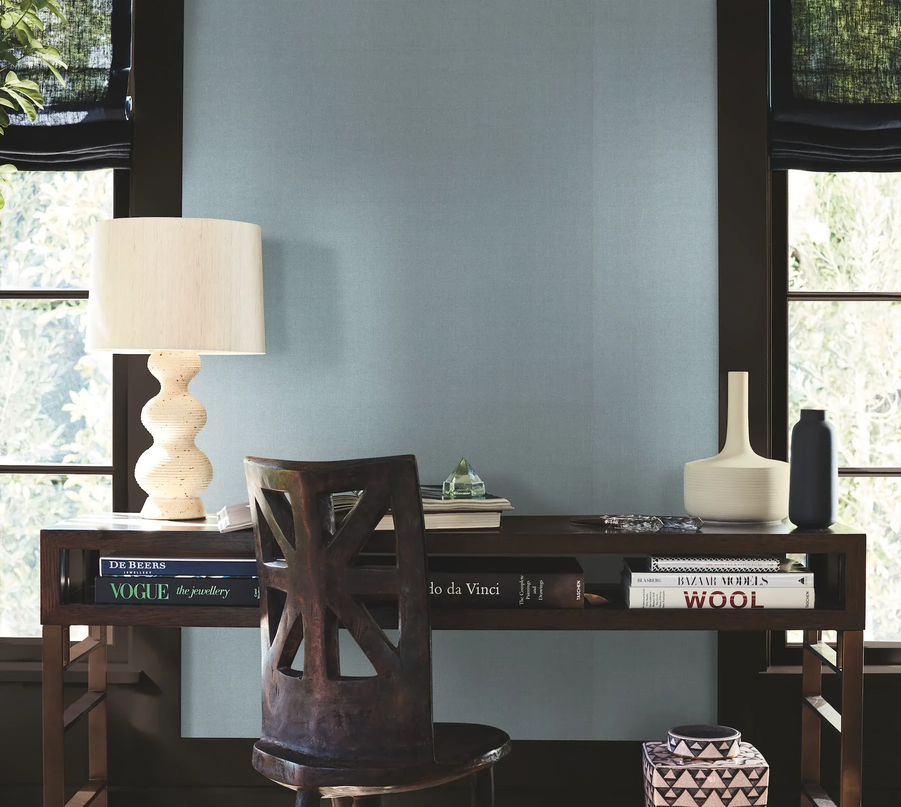 York Designer Series Woven Linen Sky Blue Wallpaper - SKU AB1805