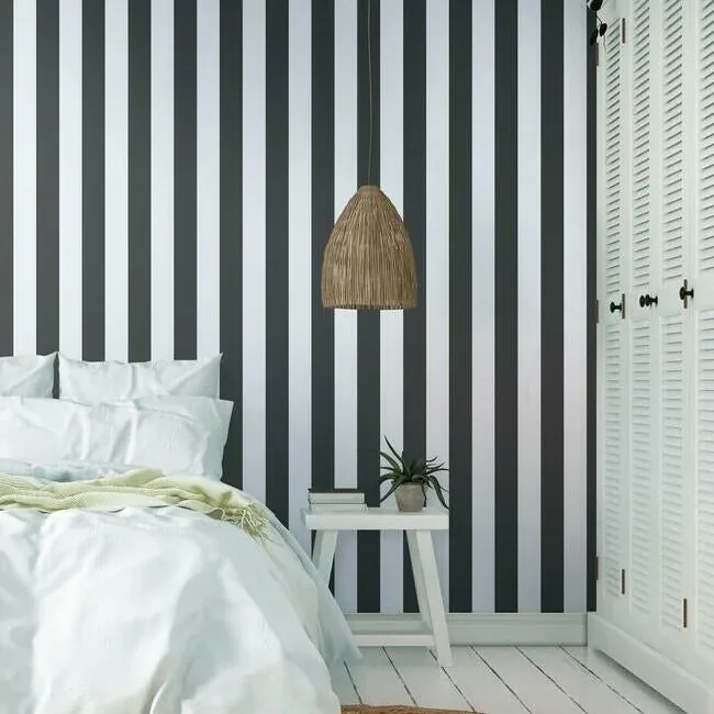 York Wallcoverings 3-in Stripe Black & White Wallpaper - SKU ST5691