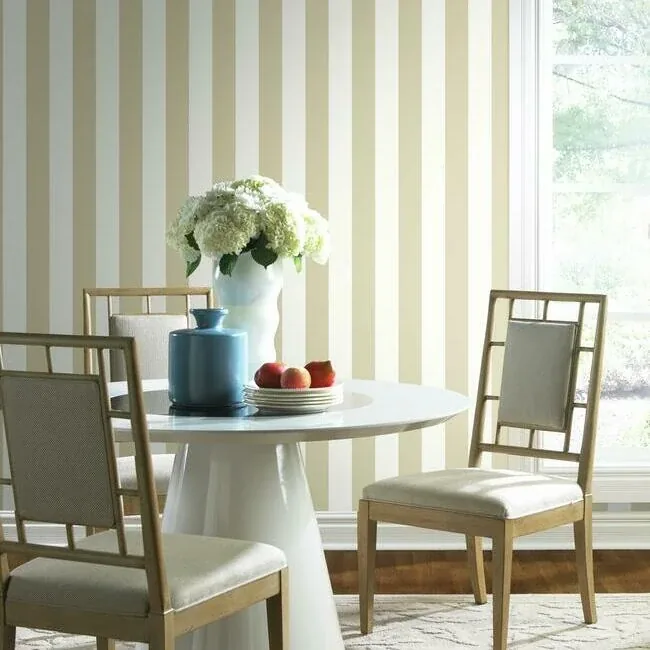 York Wallcoverings 3-in Stripe Tan Metallic Wallpaper | Wallpaper Twins York Wallcoverings 3-in Stripe Tan Metallic Wallpaper - SKU SA9177