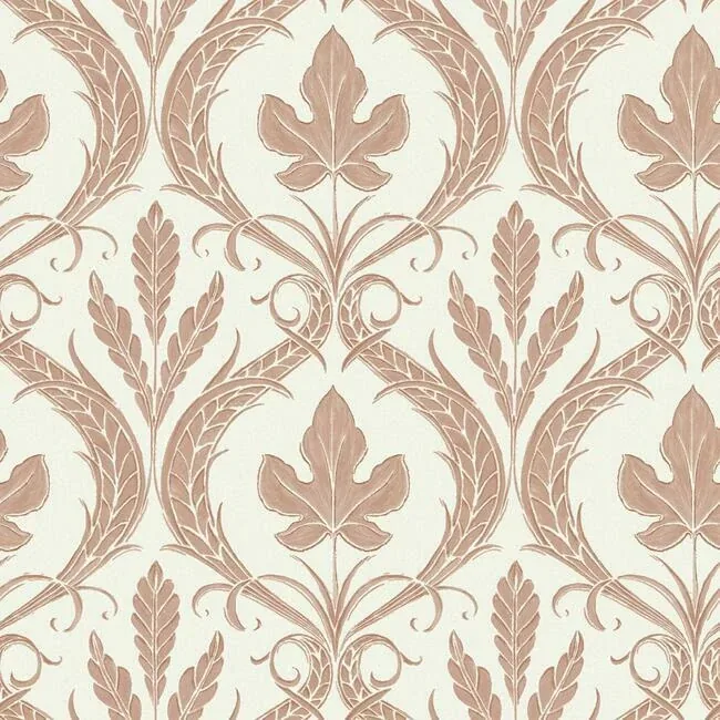 York Wallcoverings Adirondack Damask Brown & Beige Wallpaper - SKU DM4923