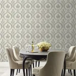 York Wallcoverings Adirondack Damask Grey & Beige Wallpaper | Wallpaper Twins York Wallcoverings Adirondack Damask Grey & Beige Wallpaper - SKU DM4925