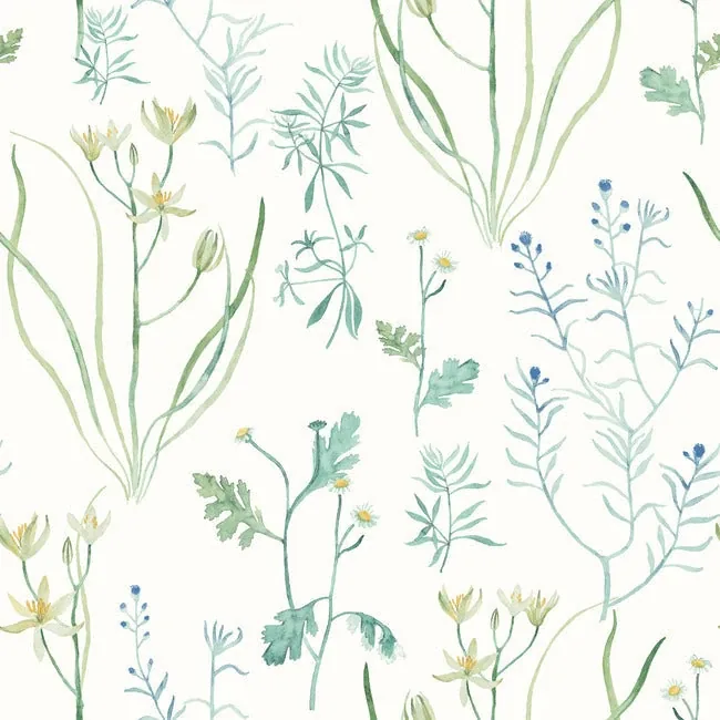 York Wallcoverings Alpine Botanical Blue Peel & Stick Wallpaper - SKU PSW1520RL