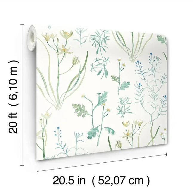 York Wallcoverings Alpine Botanical Blue Peel & Stick Wallpaper - SKU PSW1520RL
