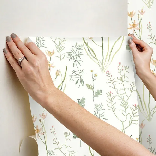 York Wallcoverings Alpine Botanical Peach Peel & Stick Wallpaper - SKU PSW1519RL
