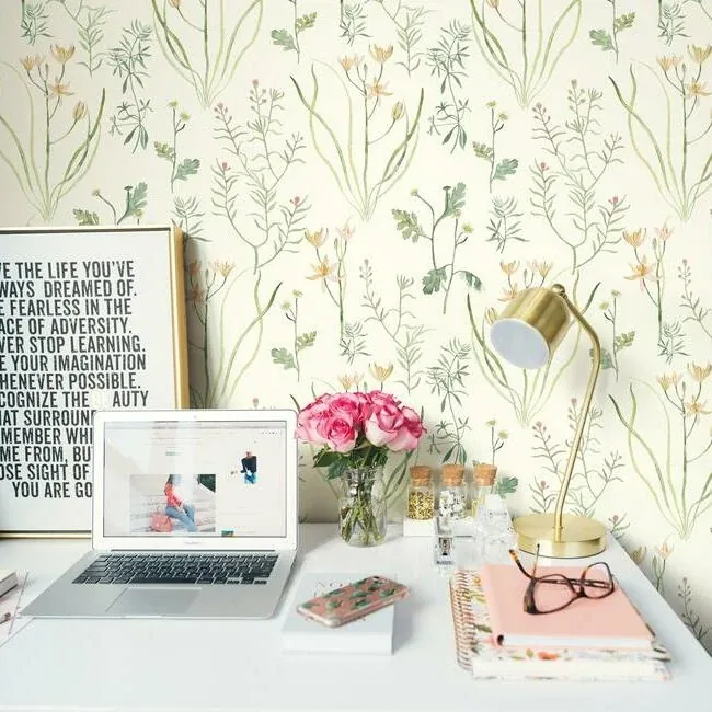York Wallcoverings Alpine Botanical White Wallpaper | Wallpaper Twins York Wallcoverings Alpine Botanical White Wallpaper - SKU NR1565