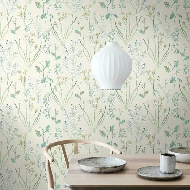 York Wallcoverings Alpine Botanical White Wallpaper | Wallpaper Twins York Wallcoverings Alpine Botanical White Wallpaper - SKU NR1566