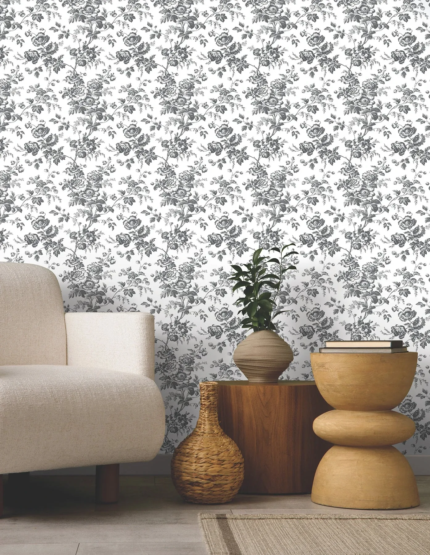 York Wallcoverings Anemone Toile Black Wallpaper | Wallpaper Twins York Wallcoverings Anemone Toile Black Wallpaper - SKU RT7875