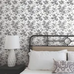 York Wallcoverings Anemone Toile Black Wallpaper | Wallpaper Twins York Wallcoverings Anemone Toile Black Wallpaper - SKU RT7875