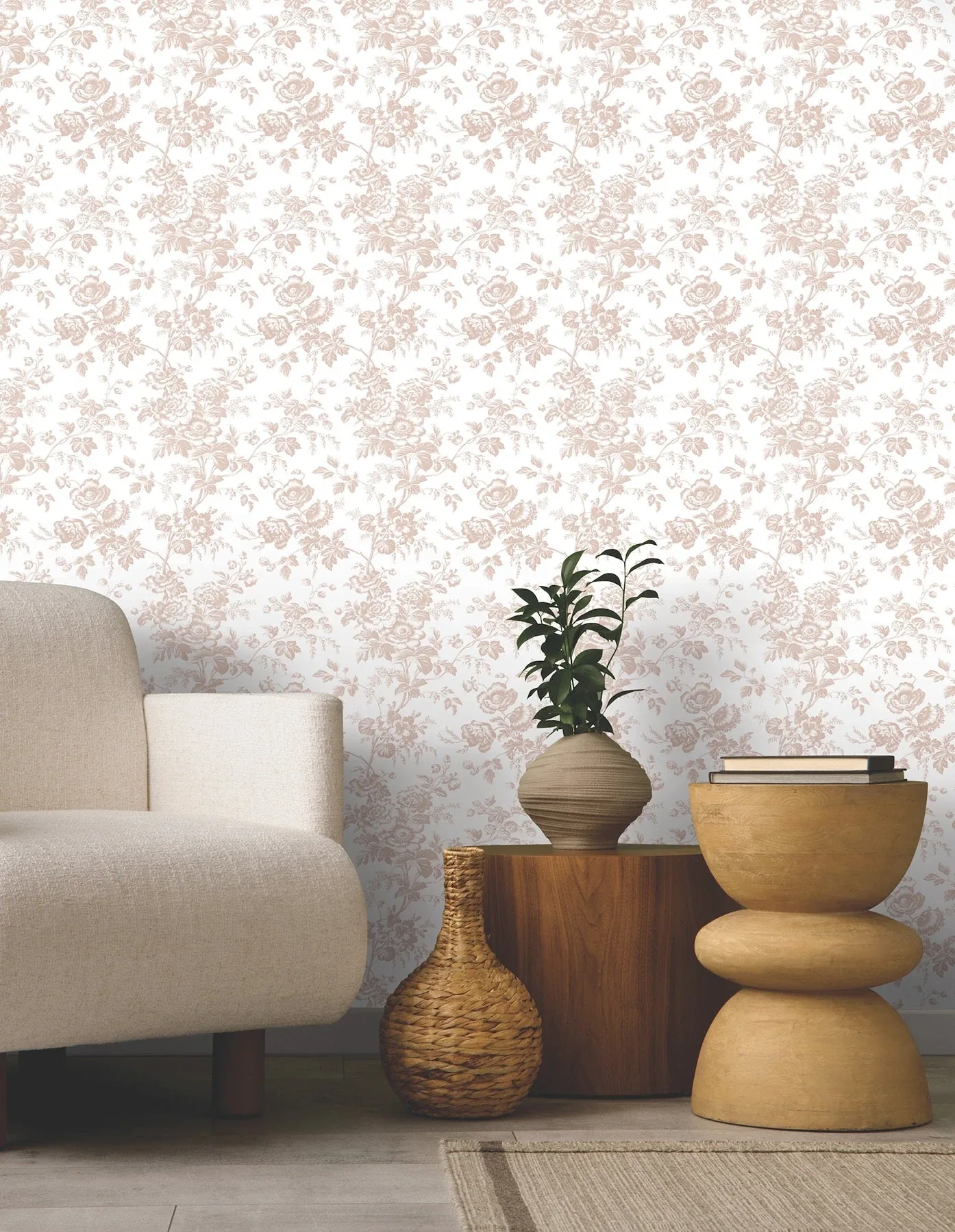 York Wallcoverings Anemone Toile Blush Wallpaper | Wallpaper Twins York Wallcoverings Anemone Toile Blush Wallpaper - SKU RT7874