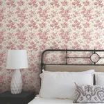 York Wallcoverings Anemone Toile French Red Wallpaper - SKU RT7871