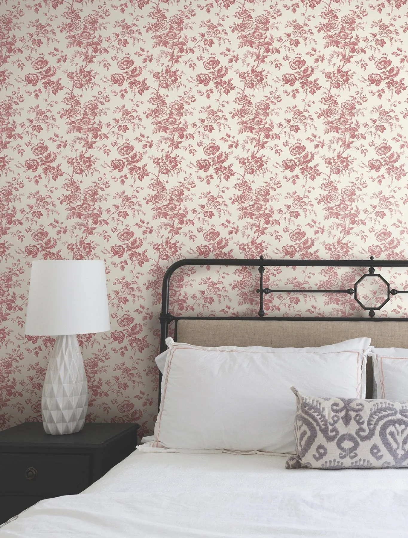 York Wallcoverings Anemone Toile French Red Wallpaper - SKU RT7871