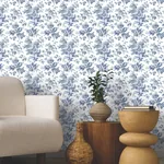 York Wallcoverings Anemone Toile Navy Wallpaper - SKU RT7873