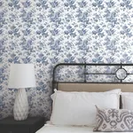 York Wallcoverings Anemone Toile Navy Wallpaper - SKU RT7873