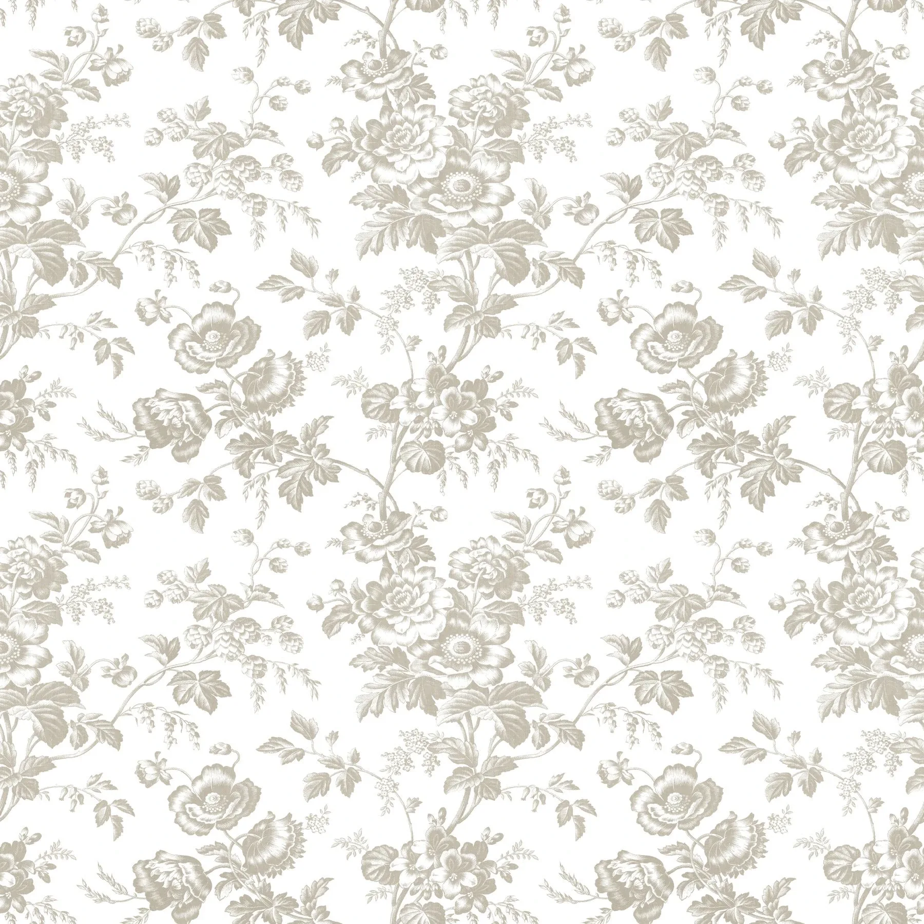 York Wallcoverings Anemone Toile Taupe Wallpaper - SKU RT7872
