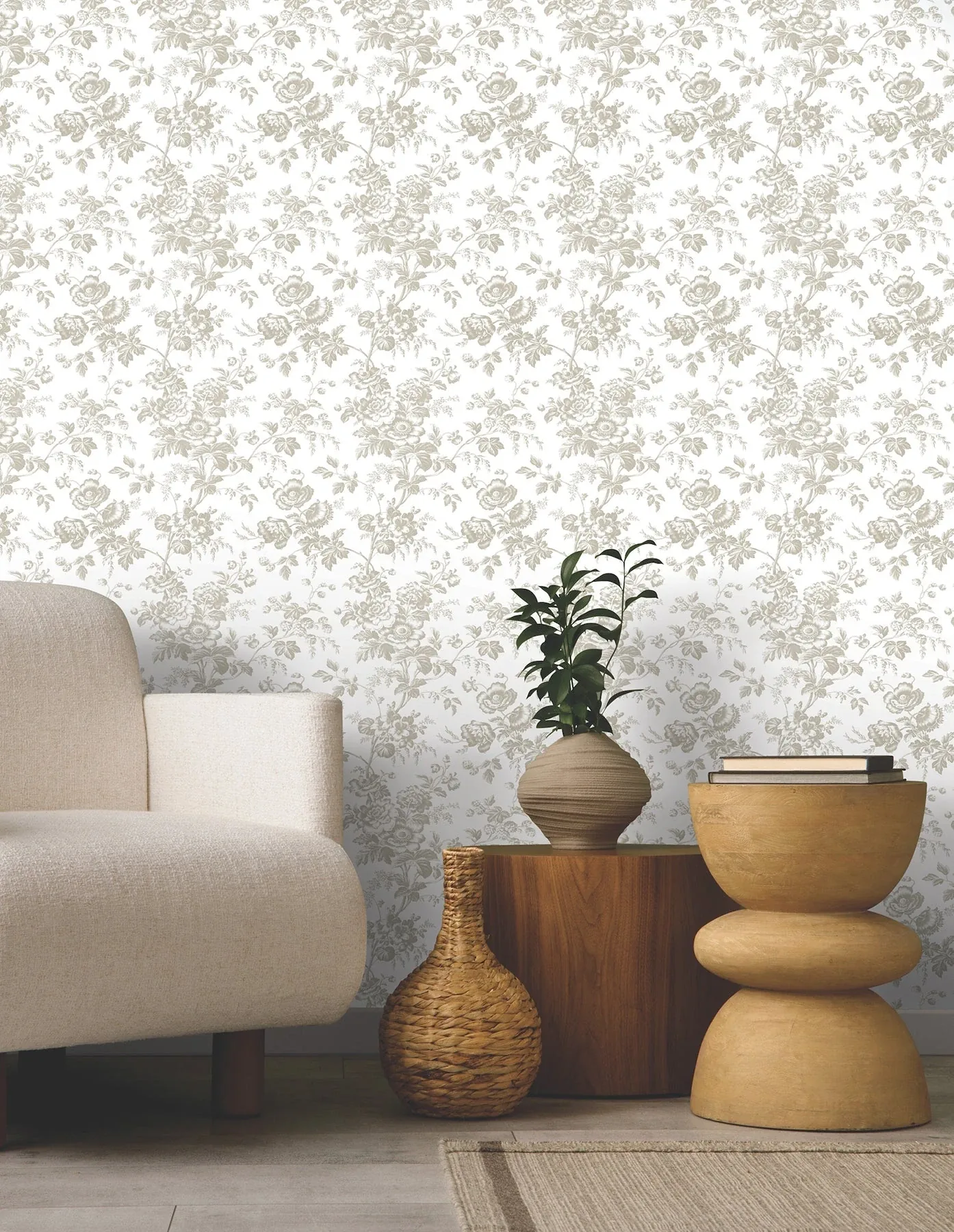York Wallcoverings Anemone Toile Taupe Wallpaper | Wallpaper Twins York Wallcoverings Anemone Toile Taupe Wallpaper - SKU RT7872