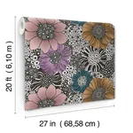 York Wallcoverings Anemones Black Peel & Stick Wallpaper | Wallpaper Twins York Wallcoverings Anemones Black Peel & Stick Wallpaper - SKU PSW1638RL