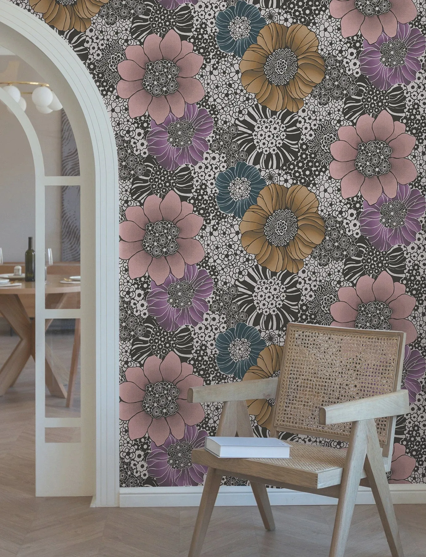 York Wallcoverings Anemones Black Peel & Stick Wallpaper | Wallpaper Twins York Wallcoverings Anemones Black Peel & Stick Wallpaper - SKU PSW1638RL