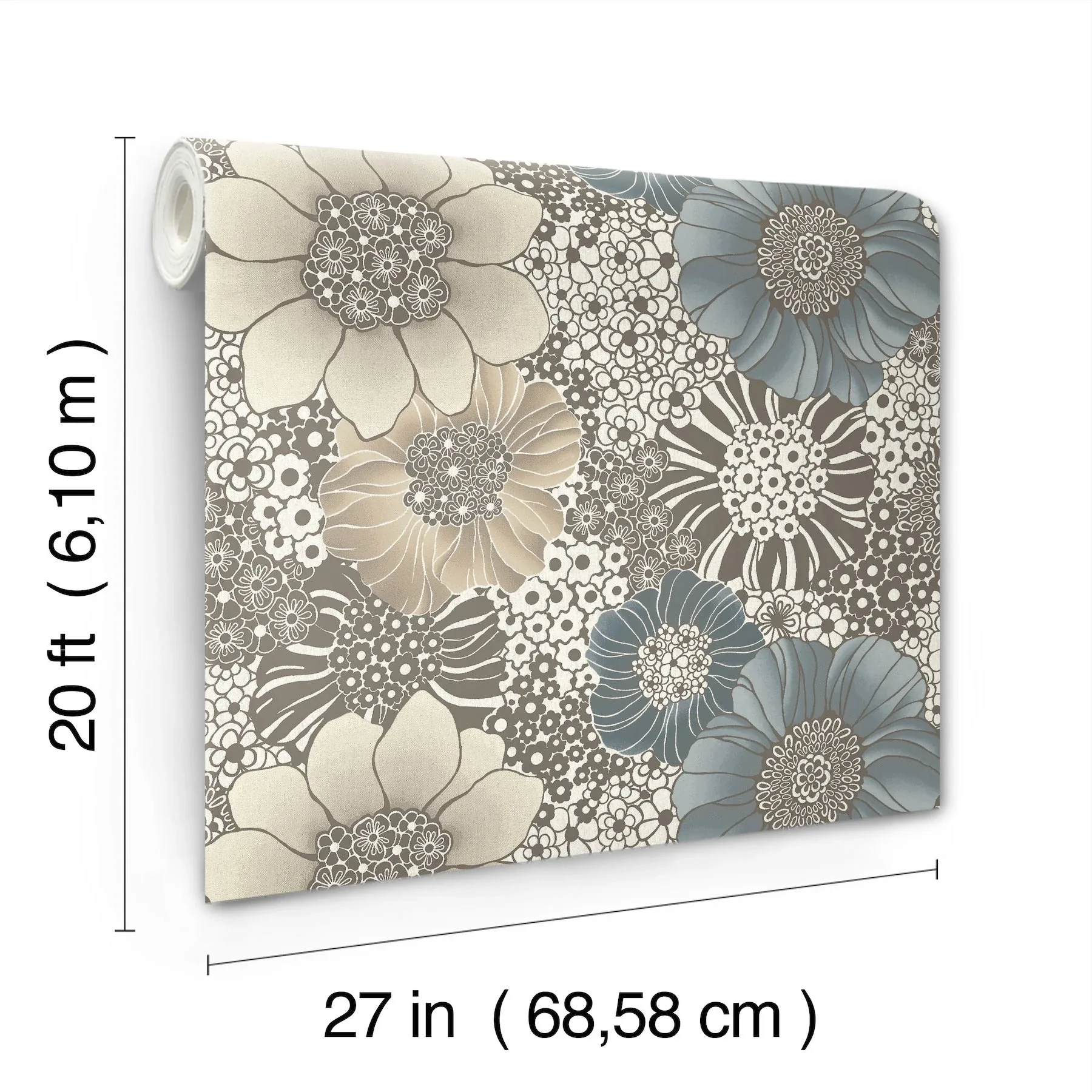 York Wallcoverings Anemones Brown Peel & Stick Wallpaper | Wallpaper Twins York Wallcoverings Anemones Brown Peel & Stick Wallpaper - SKU PSW1639RL