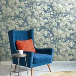 York Wallcoverings Antique Floral in Wedgewood Blue & Grey Wallpaper | Wallpaper Twins York Wallcoverings Antique Floral in Wedgewood Blue & Grey Wallpaper - SKU KC1845
