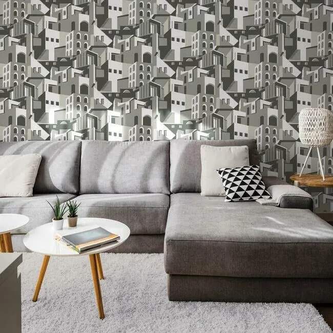 York Wallcoverings Arch Architectural Grey Peel & Stick Wallpaper - SKU PSW1247RL