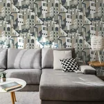 York Wallcoverings Architectural over Architectural Beige & Grey Peel & Stick Wallpaper | Wallpaper Twins York Wallcoverings Architectural over Architectural Beige & Grey Peel & Stick Wallpaper - SKU PSW1248RL