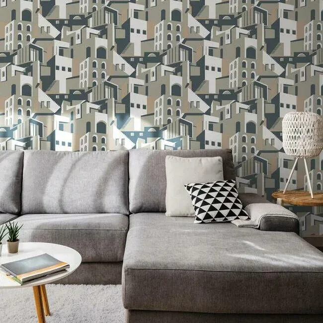 York Wallcoverings Architectural over Architectural Beige & Grey Peel & Stick Wallpaper | Wallpaper Twins York Wallcoverings Architectural over Architectural Beige & Grey Peel & Stick Wallpaper - SKU PSW1248RL