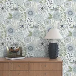 York Wallcoverings Artistic Bouquet Alpine & Leaf Wallpaper | Wallpaper Twins York Wallcoverings Artistic Bouquet Alpine & Leaf Wallpaper - SKU ZM2892