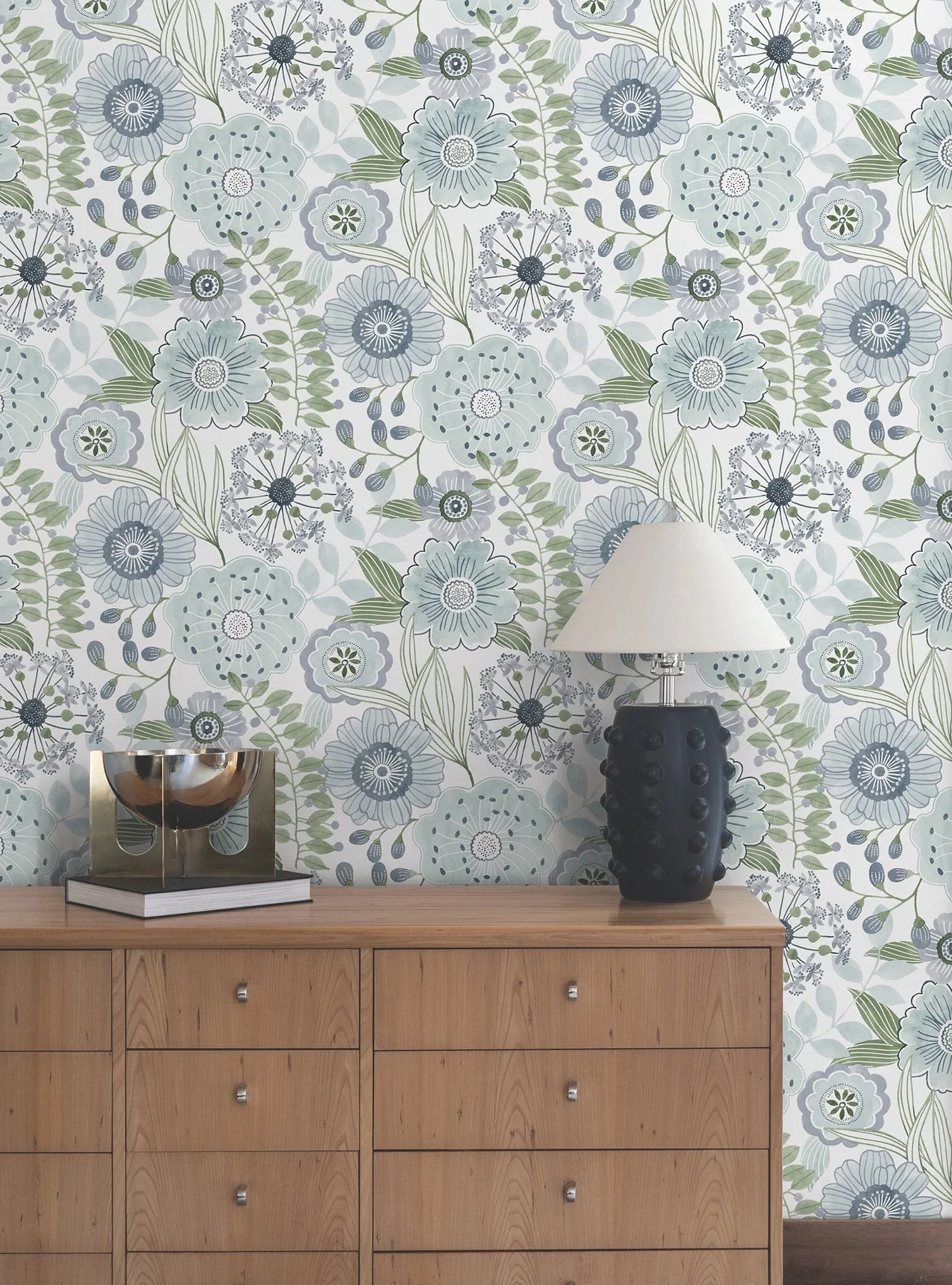 York Wallcoverings Artistic Bouquet Alpine & Leaf Wallpaper | Wallpaper Twins York Wallcoverings Artistic Bouquet Alpine & Leaf Wallpaper - SKU ZM2892