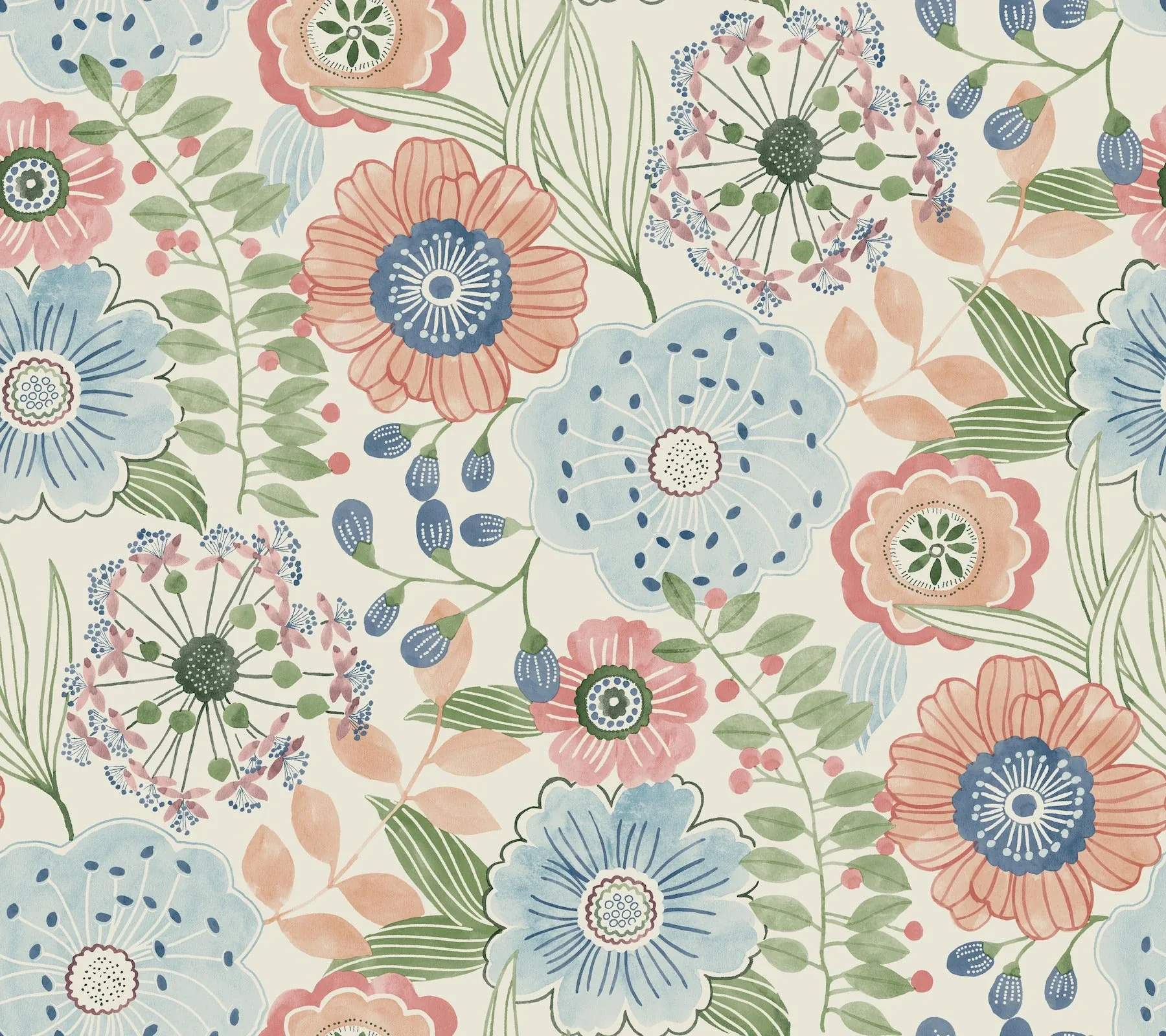 ZM2893 | Artistic Bouquet Multicolor Wallpaper