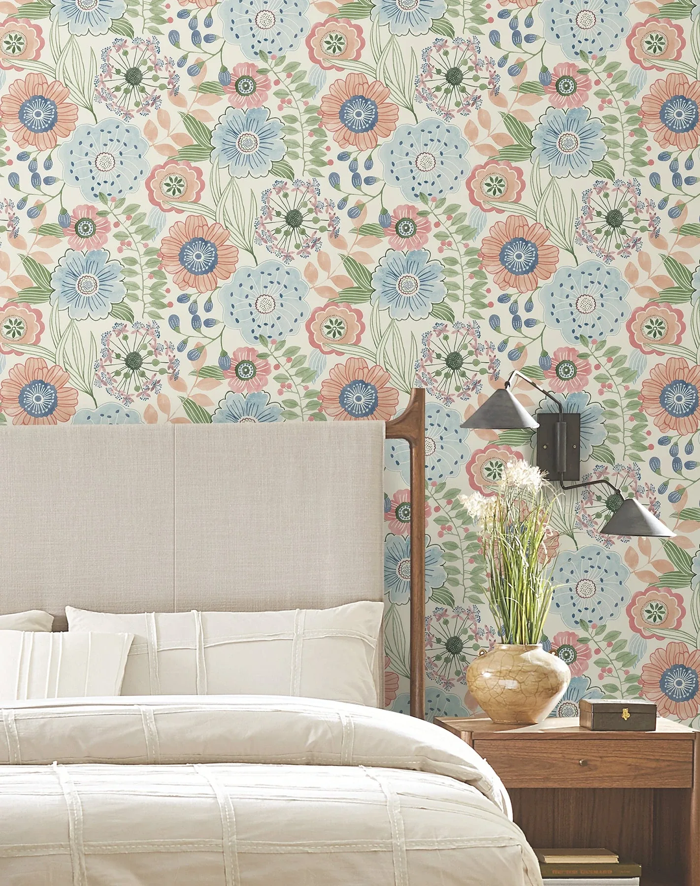 York Wallcoverings Artistic Bouquet Multicolor Wallpaper | Wallpaper Twins York Wallcoverings Artistic Bouquet Multicolor Wallpaper - SKU ZM2893