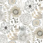 York Wallcoverings Artistic Bouquet Neutral Wallpaper - SKU ZM2894