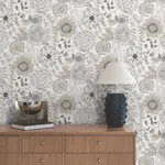 York Wallcoverings Artistic Bouquet Neutral Wallpaper - SKU ZM2894