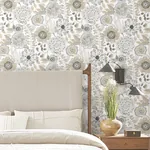 York Wallcoverings Artistic Bouquet Neutral Wallpaper - SKU ZM2894