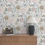 York Wallcoverings Artistic Bouquet Ochre & Ocean Wallpaper | Wallpaper Twins York Wallcoverings Artistic Bouquet Ochre & Ocean Wallpaper - SKU ZM2891