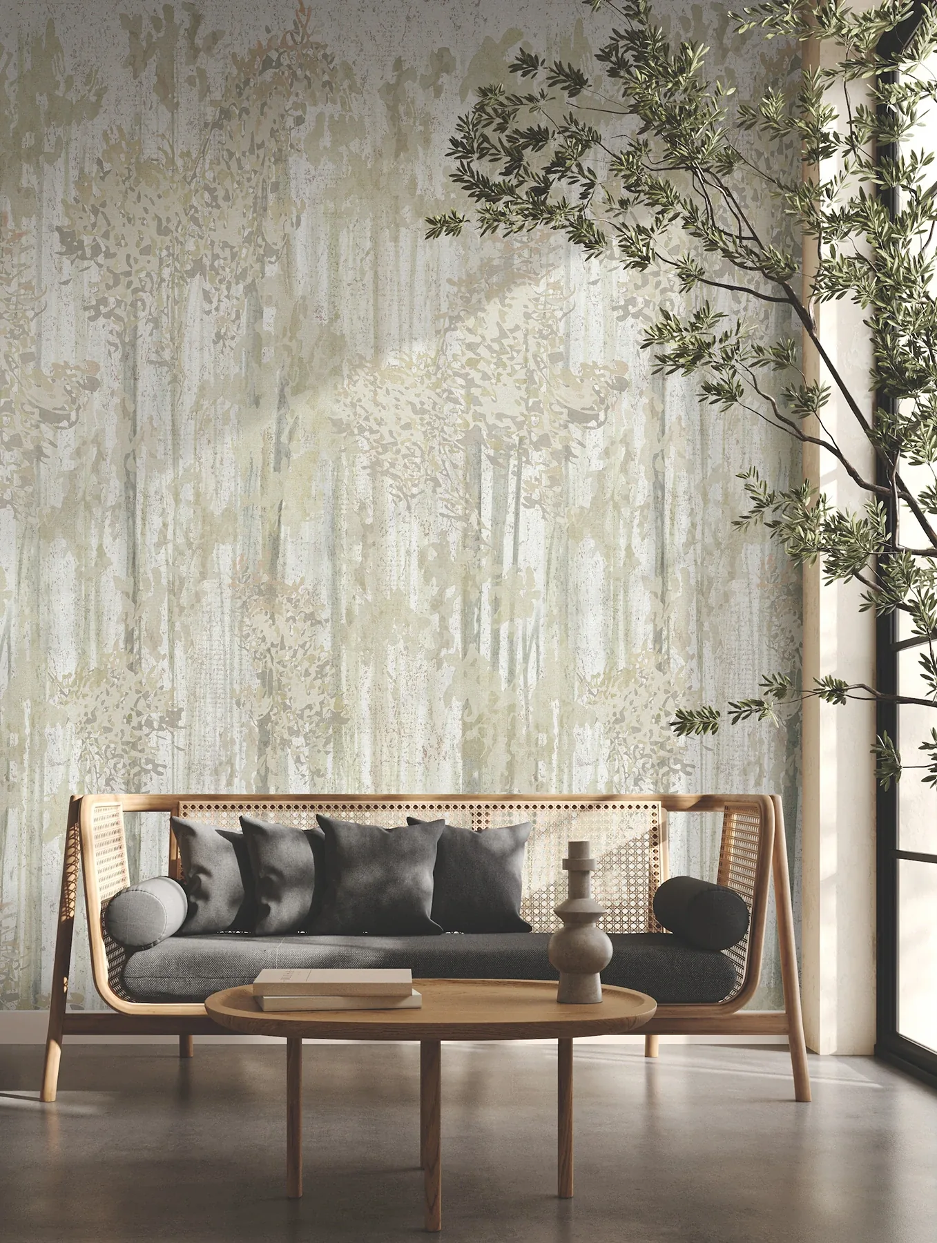 York Wallcoverings Aspen Grove Beige Mural | Wallpaper Twins York Wallcoverings Aspen Grove Beige Mural - SKU GN2605M