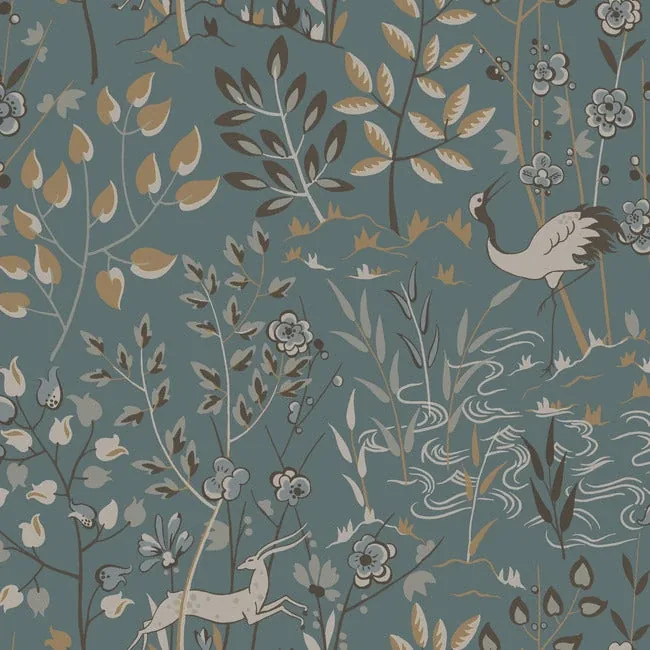 LL4786 | Aspen Teal & Brown Wallpaper
