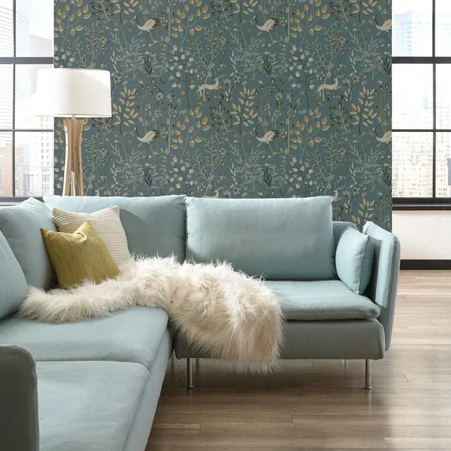 York Wallcoverings Aspen Teal & Brown Wallpaper | Wallpaper Twins York Wallcoverings Aspen Teal & Brown Wallpaper - SKU LL4786