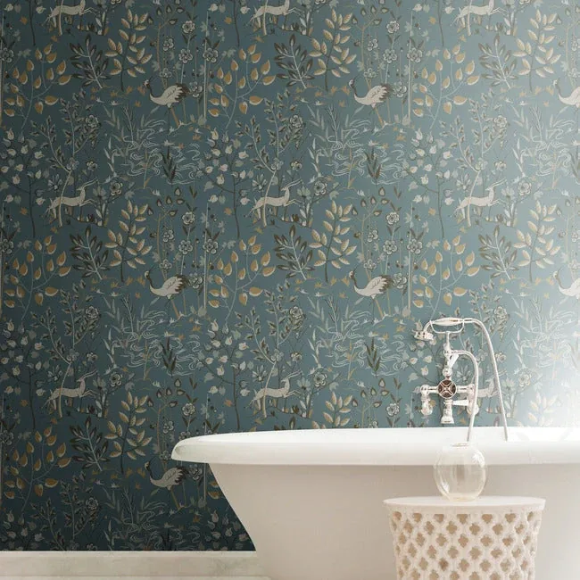 York Wallcoverings Aspen Teal & Brown Wallpaper | Wallpaper Twins York Wallcoverings Aspen Teal & Brown Wallpaper - SKU LL4786