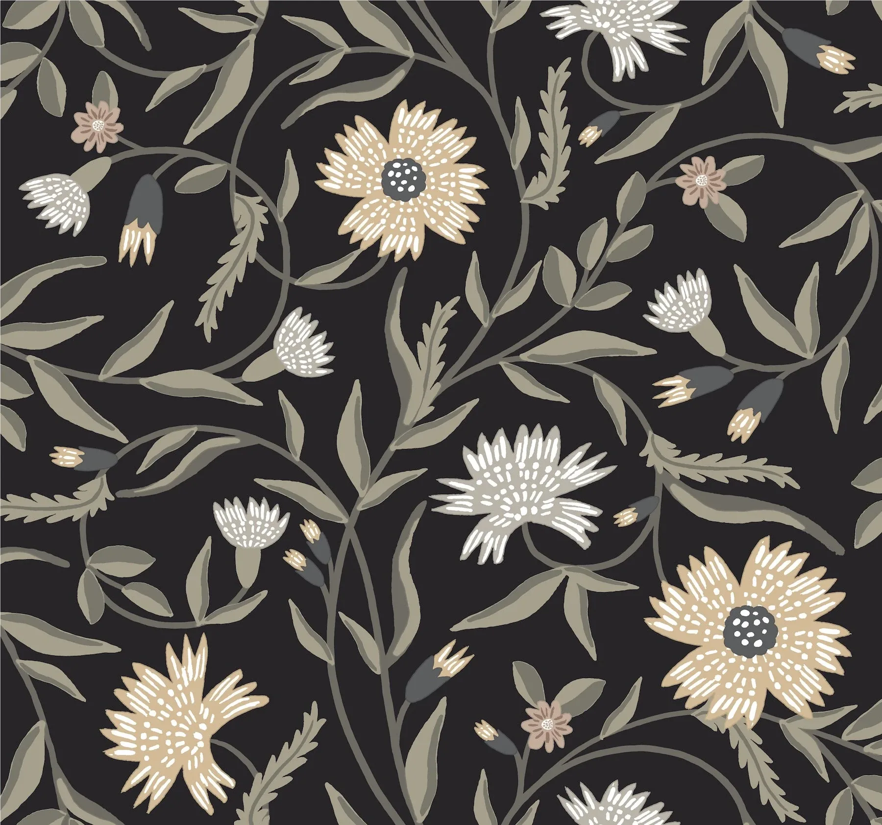 York Wallcoverings Aster Black Wallpaper - SKU RF7434