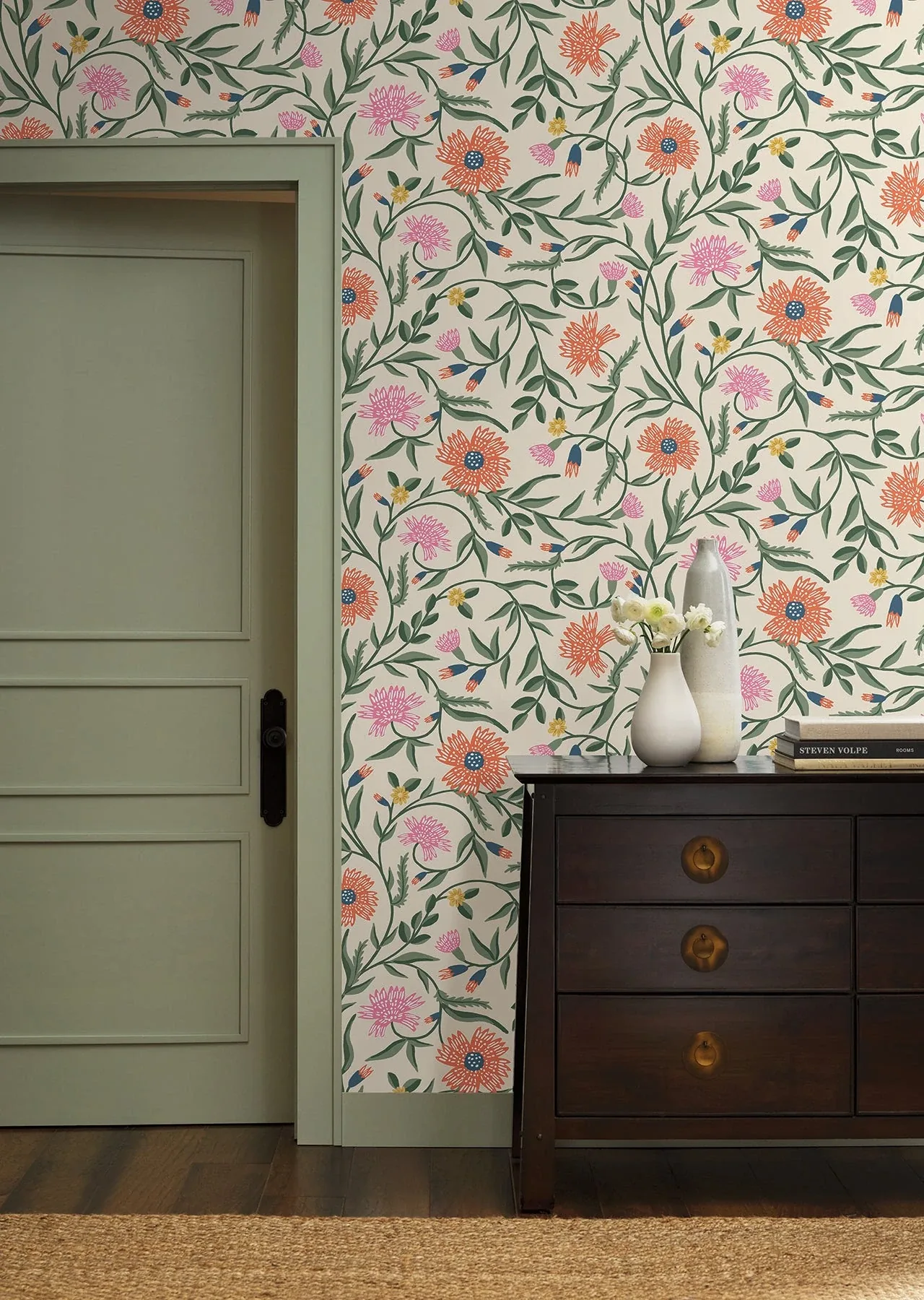 York Wallcoverings Aster Coral Wallpaper | Wallpaper Twins York Wallcoverings Aster Coral Wallpaper - SKU RF7433