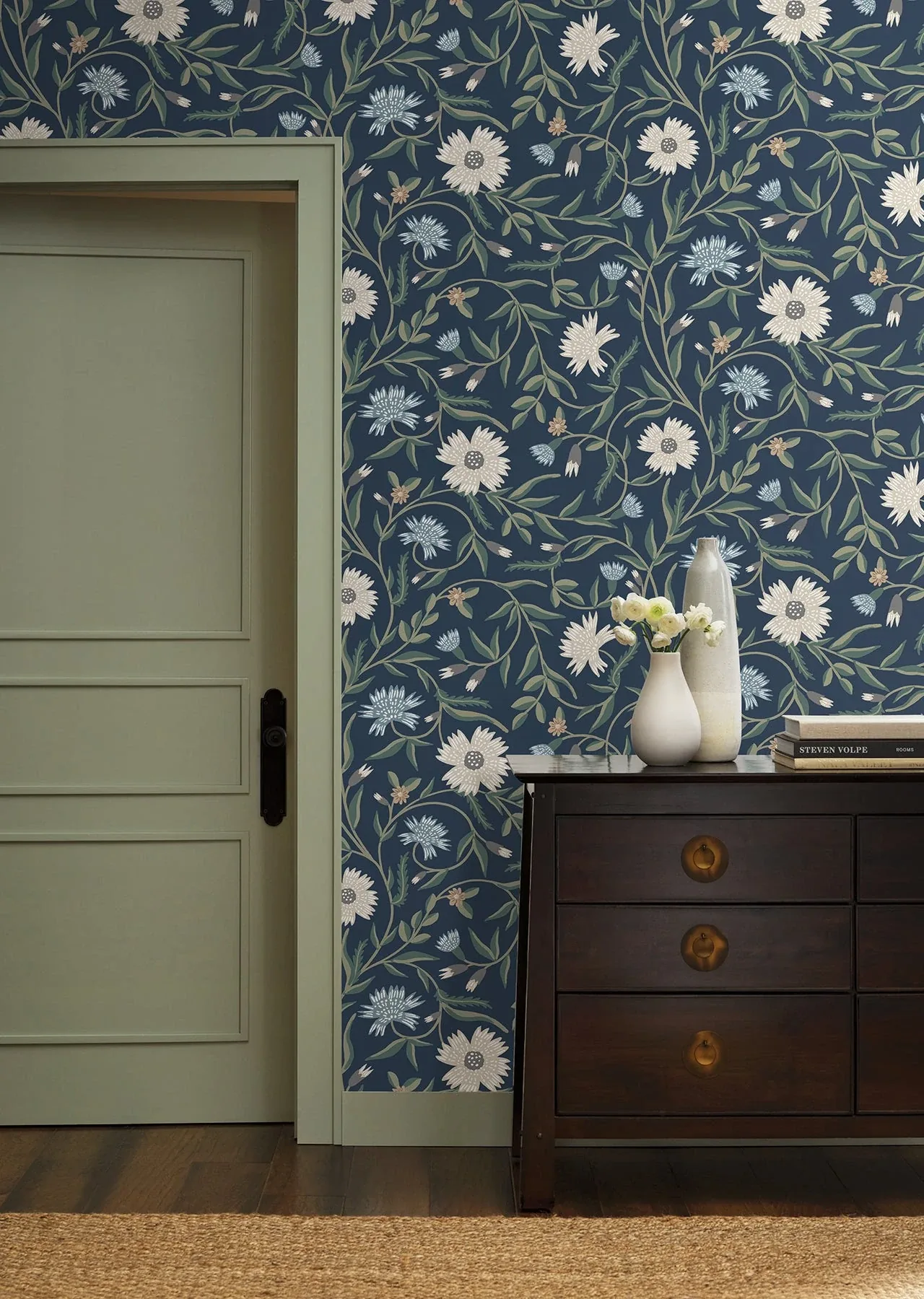 York Wallcoverings Aster Navy Wallpaper - SKU RF7435