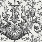 York Wallcoverings Avian Fountain Toile Black Wallpaper | Wallpaper Twins York Wallcoverings Avian Fountain Toile Black Wallpaper - SKU RT7813